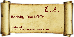 Bodoky Abdiás névjegykártya